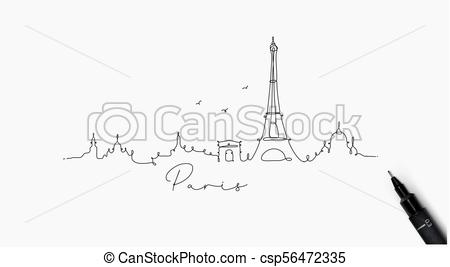 450x267 pen line silhouette paris city silhouette paris in pen line style - Pen Line Drawing