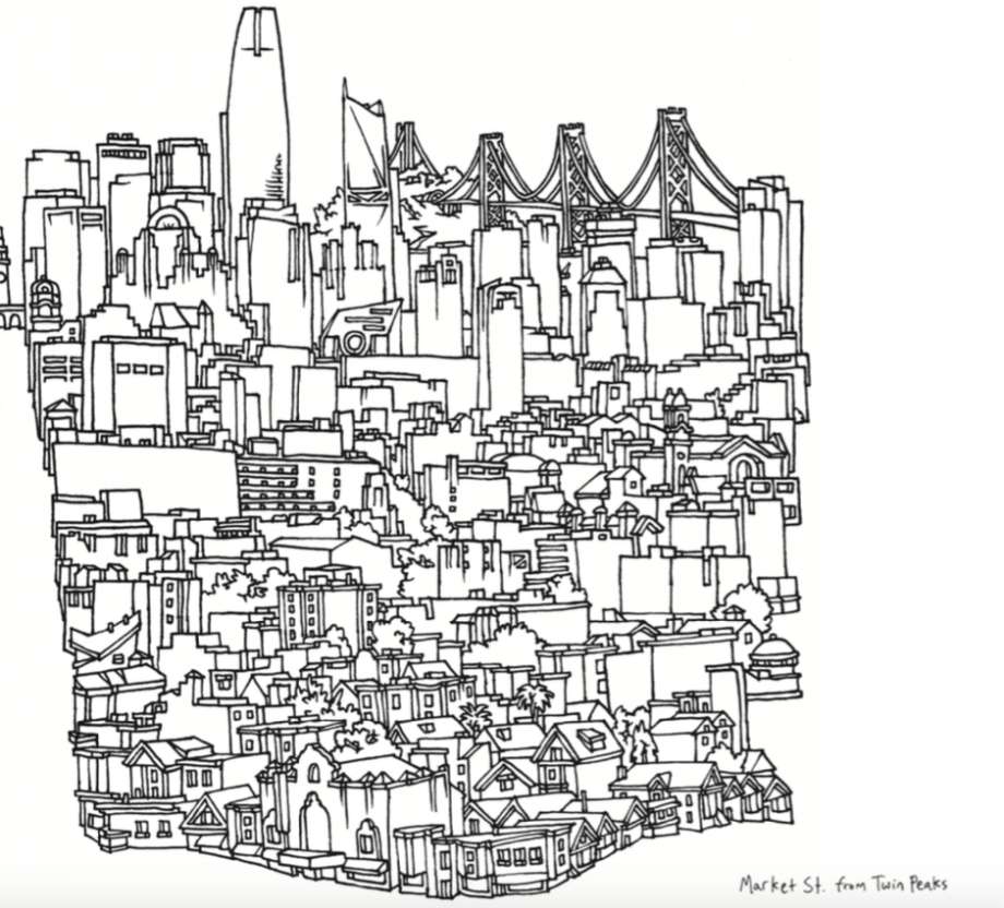 920x832 San Francisco - Pen Line Drawing