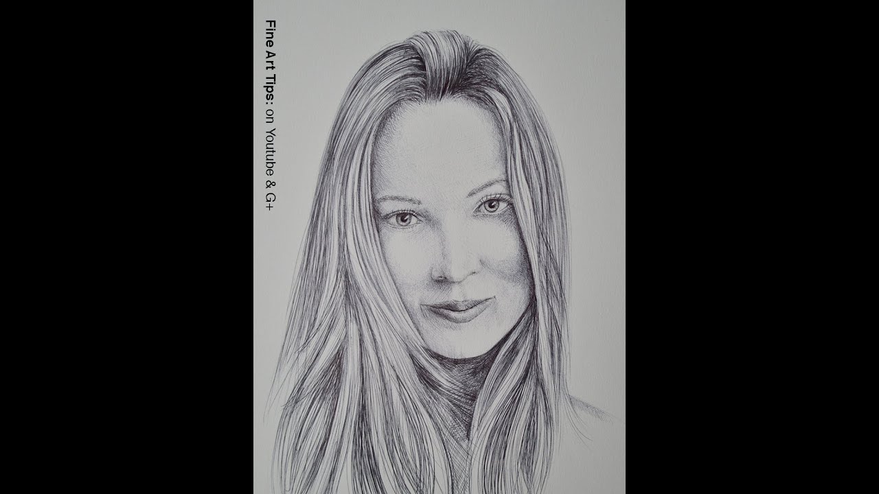 1280x720 how to draw a portrait with ball point pen - Pen Portrait Drawing