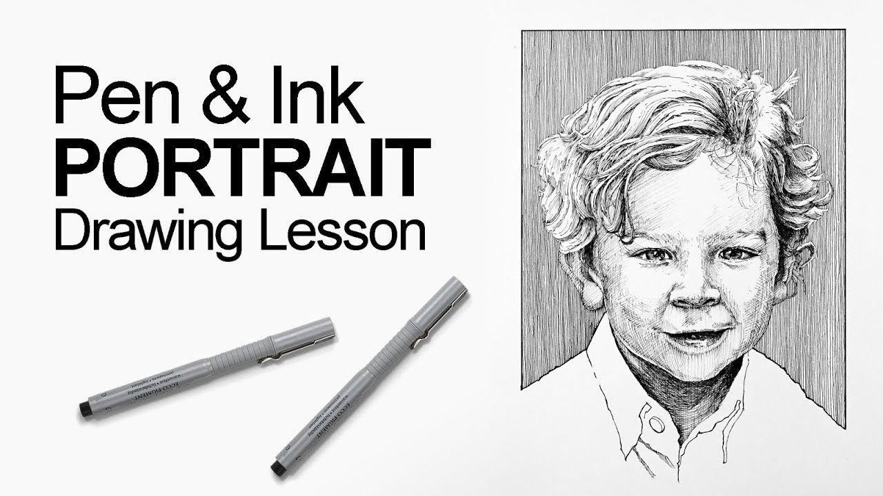 1280x720 how to draw a portrait with pen and ink - Pen Portrait Drawing