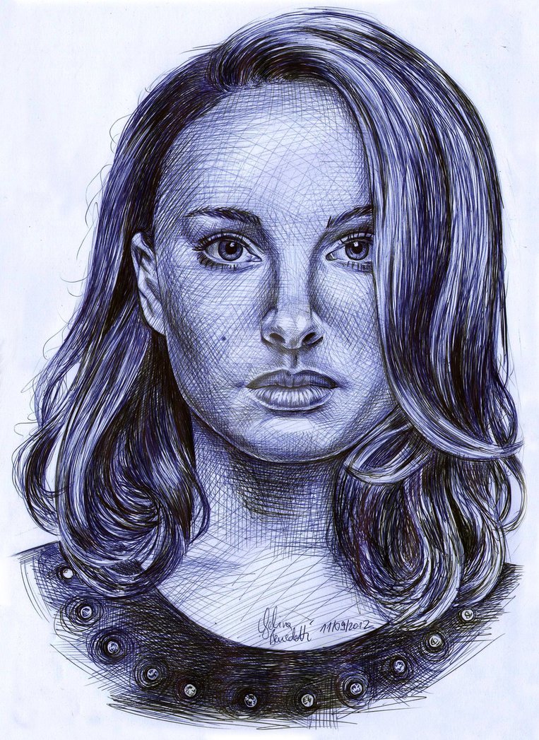 763x1047 natalie portman ballpoint pen portrait - Pen Portrait Drawing