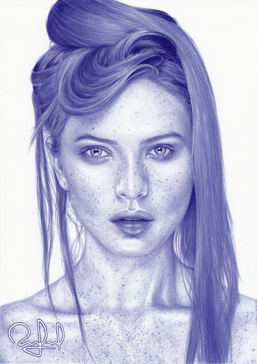 900x1275 Unbelievable Photorealistic Portraits Drawn With A Ballpoint - Pen Portrait Drawing