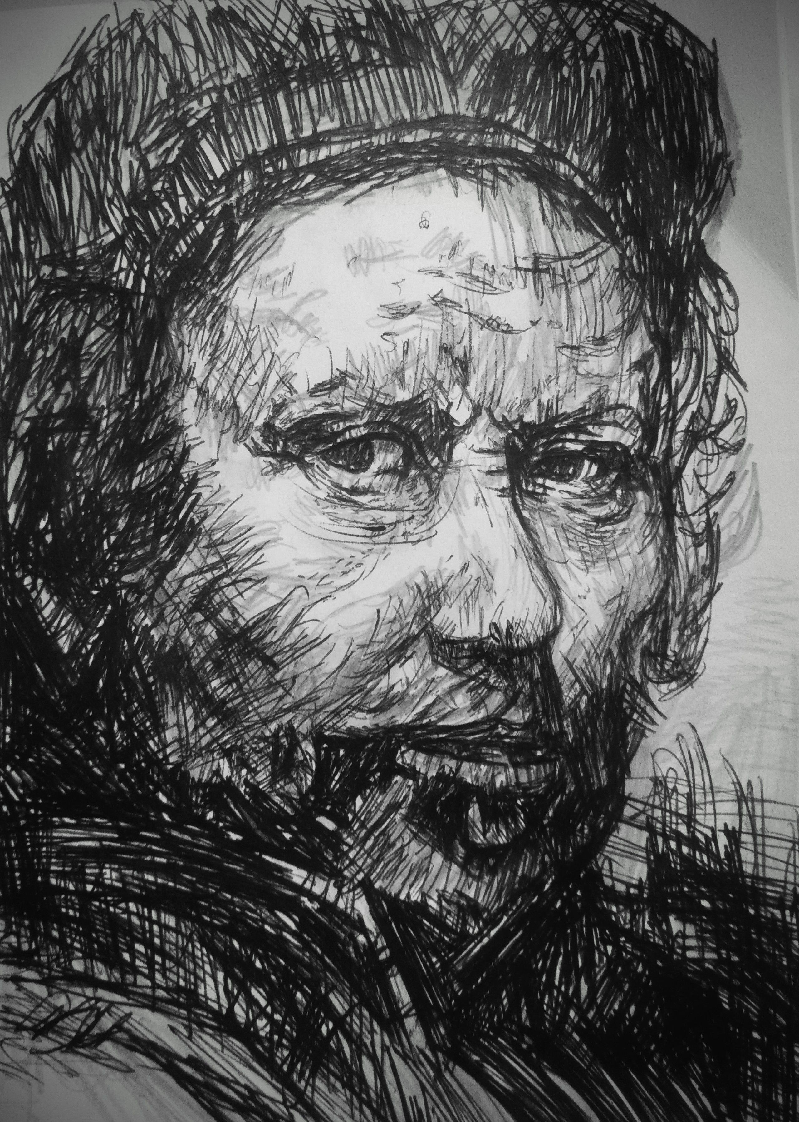 2560x3591 rembrandt pen portrait drawing - Pen Portrait Drawing