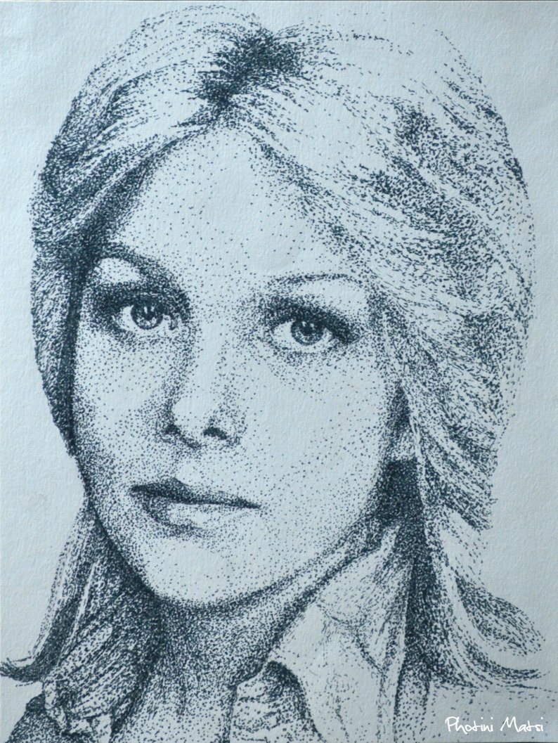 794x1057 cherie currie portrait drawing pen signed etsy - Pen Portrait Drawing