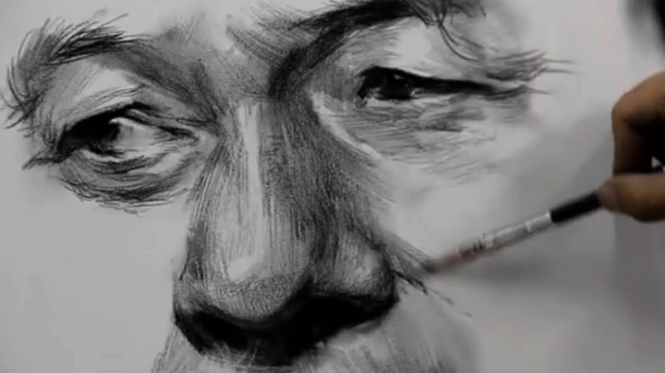 1366x768 how to draw eyes nose mouth with charcoal vs pencil art - Pencil And Charcoal Drawing
