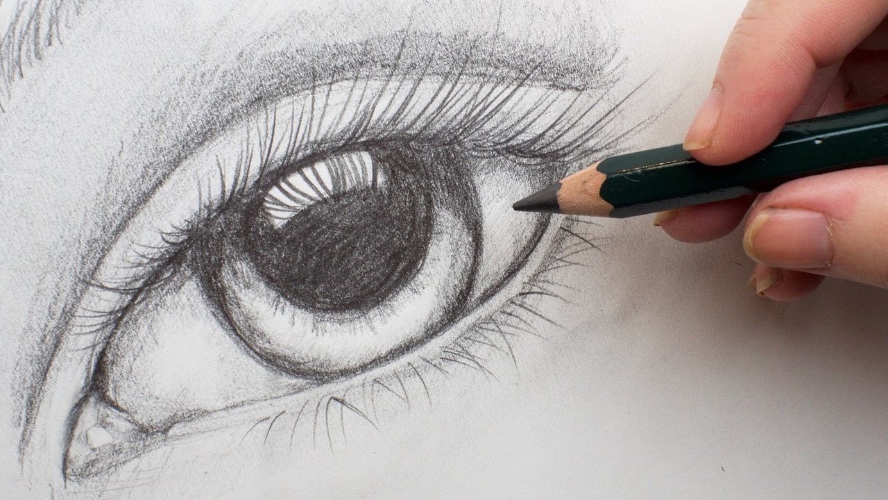 1280x720 Realistic Eye Step - Pencil And Paper Drawing