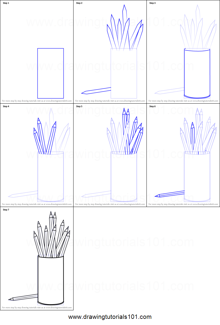 751x1107 How To Draw Coloring Pencil Box Printable Step - Pencil Box Drawing