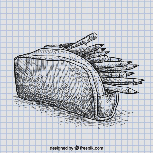 626x626 Pencil Case Vector Free Download - Pencil Box Drawing