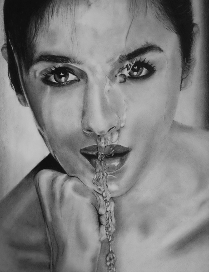 794x1035 buy alia bhatt graphite pencil drawing handmade painting - Pencil Drawing