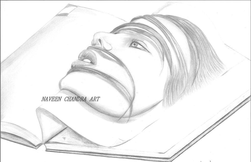 984x636 Pencil Sketch Of A Book About Women - Pencil Drawing Book