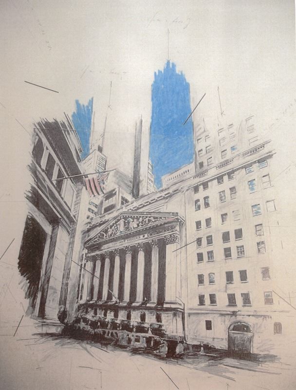 608x800 Grover Mouton, New York Stock Exchange, Color Pencil Drawing - Pencil Drawing Collage