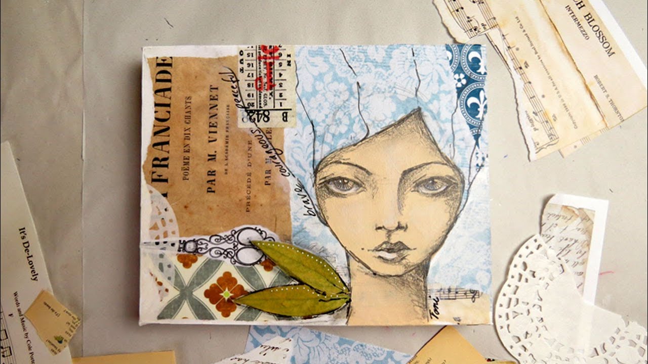 1280x720 creating a mixed media girl using collage and pencil sketch - Pencil Drawing Collage