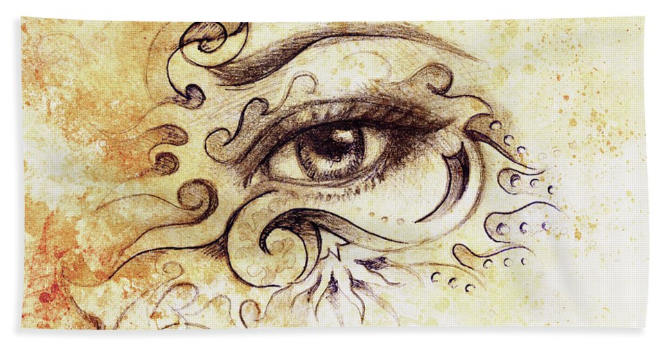 967x500 woman eye with ornament, pencil drawing, eye contact sepia effect - Pencil Drawing Collage