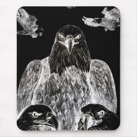 540x540 Bald Eagle Drawing, Inversion Of Pencil Drawing Mouse Pad - Pencil Drawing Collage