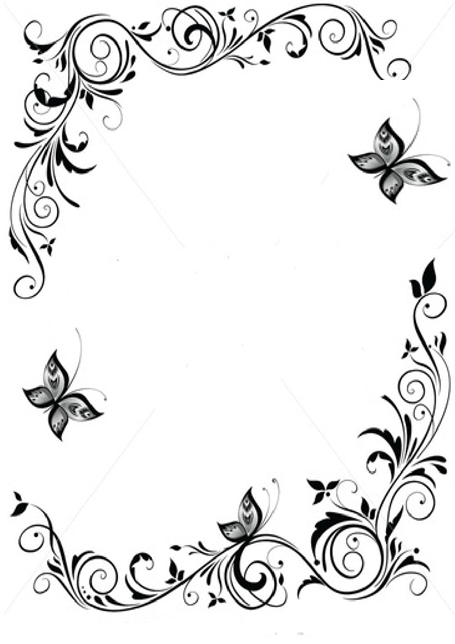 Pencil Page Border Flower Design Drawing - giocatuallora