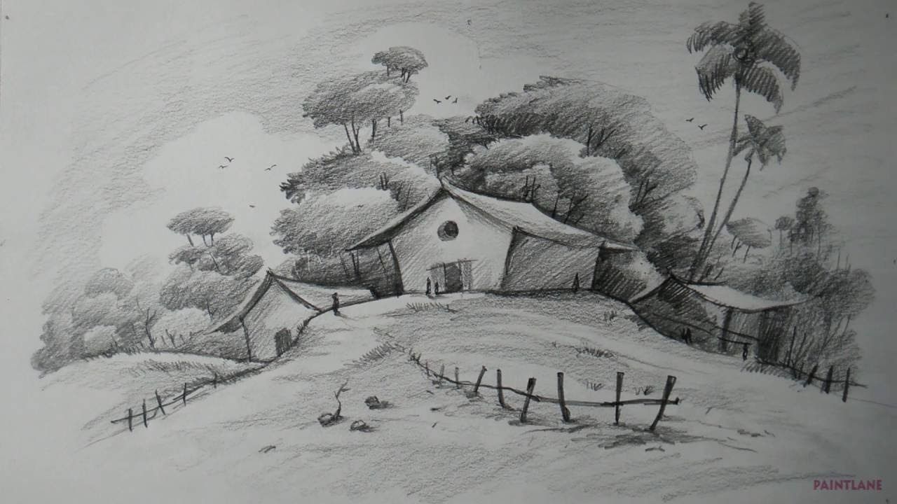1280x720 How To Draw Easy And Simple Landscape For Beginners With Pencil - Pencil Drawing For Beginners