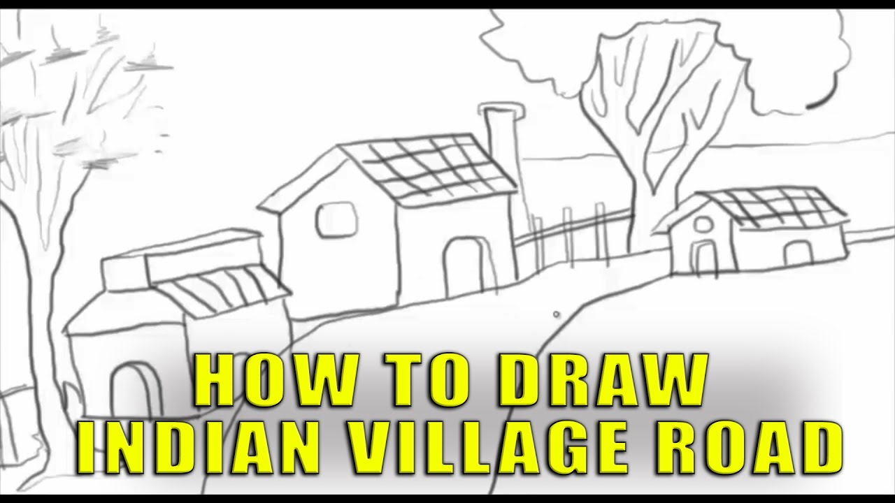 1280x720 Drawing An Indian Village Road Sketches For Kids Pencil - Pencil Drawing For Kids