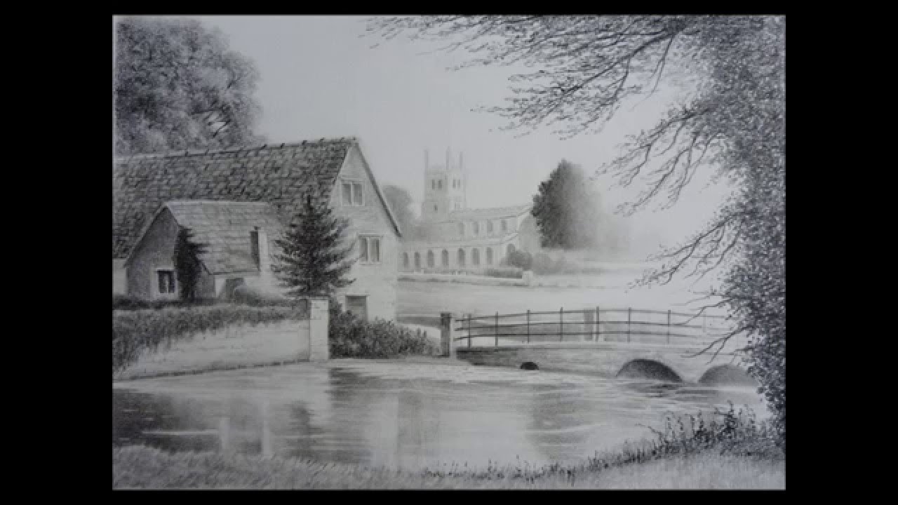 1280x720 landscape drawings with graphite pencils, gallery slideshow - Pencil Drawing Gallery