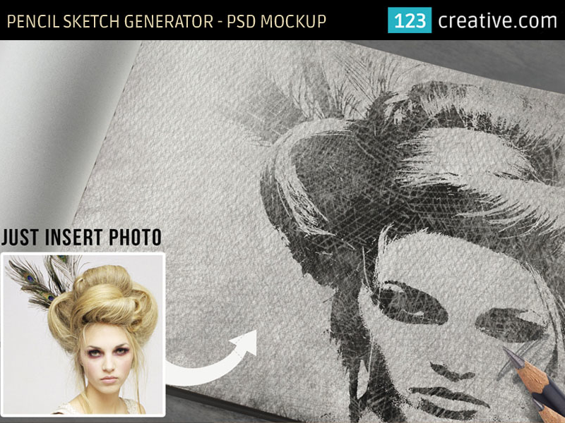 800x600 pencil sketch mockup template generator - Pencil Drawing Generator