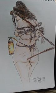180x300 japanese color pencil drawing erotic kinbaku bondage lady woman ebay - Pencil Drawing Images