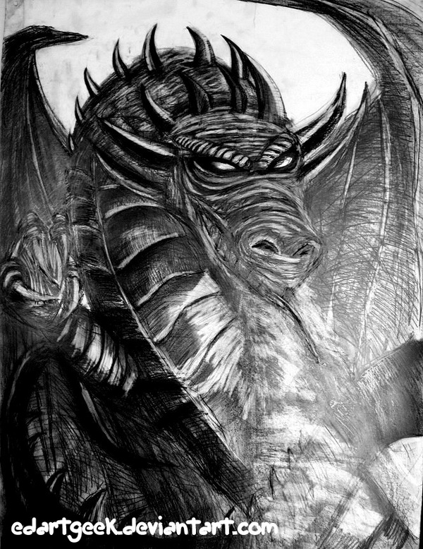 Pencil Drawing Of A Dragon