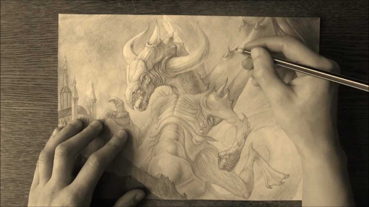 1280x720 The Dragon - Pencil Drawing Of A Dragon