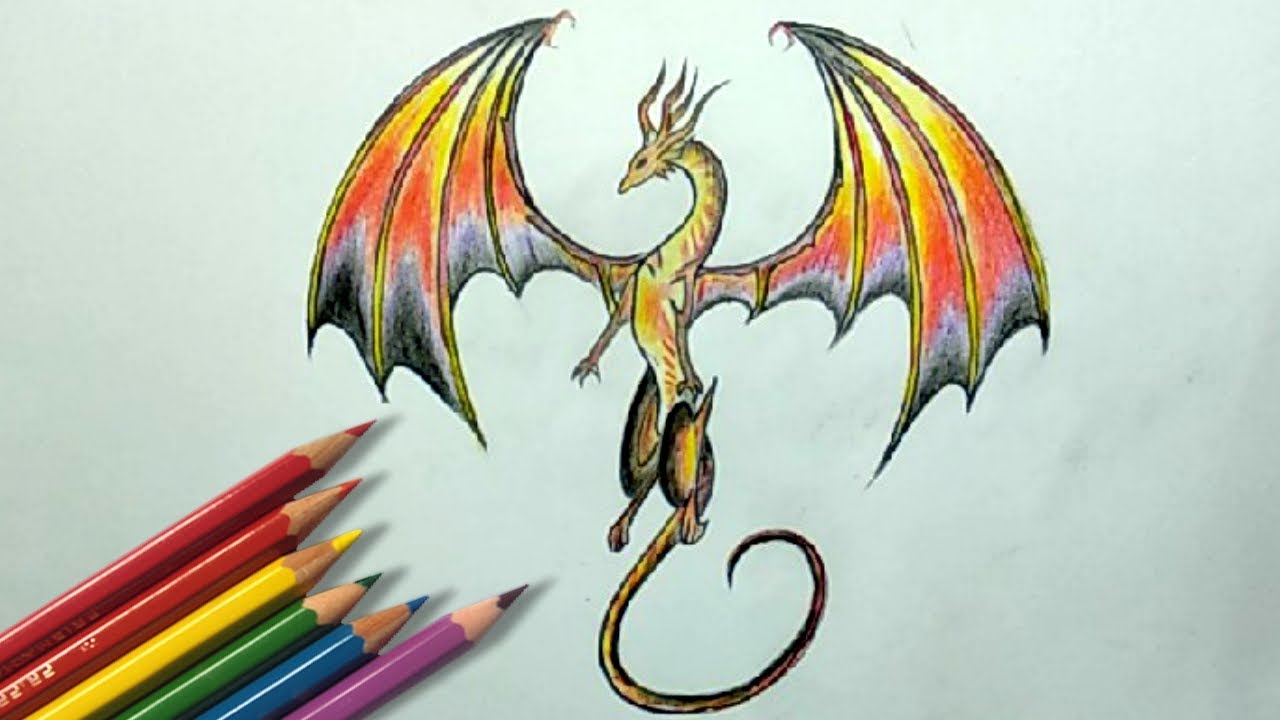 Pencil Drawing Of A Dragon At Paintingvalley Com Explore Collection Of Pencil Drawing Of A Dragon