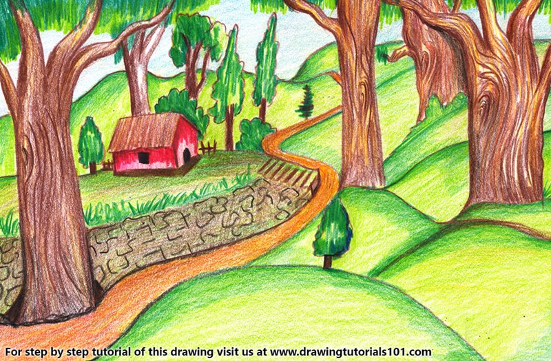 Newest For Magical Forest Easy Forest Pencil Drawing Creative Things 