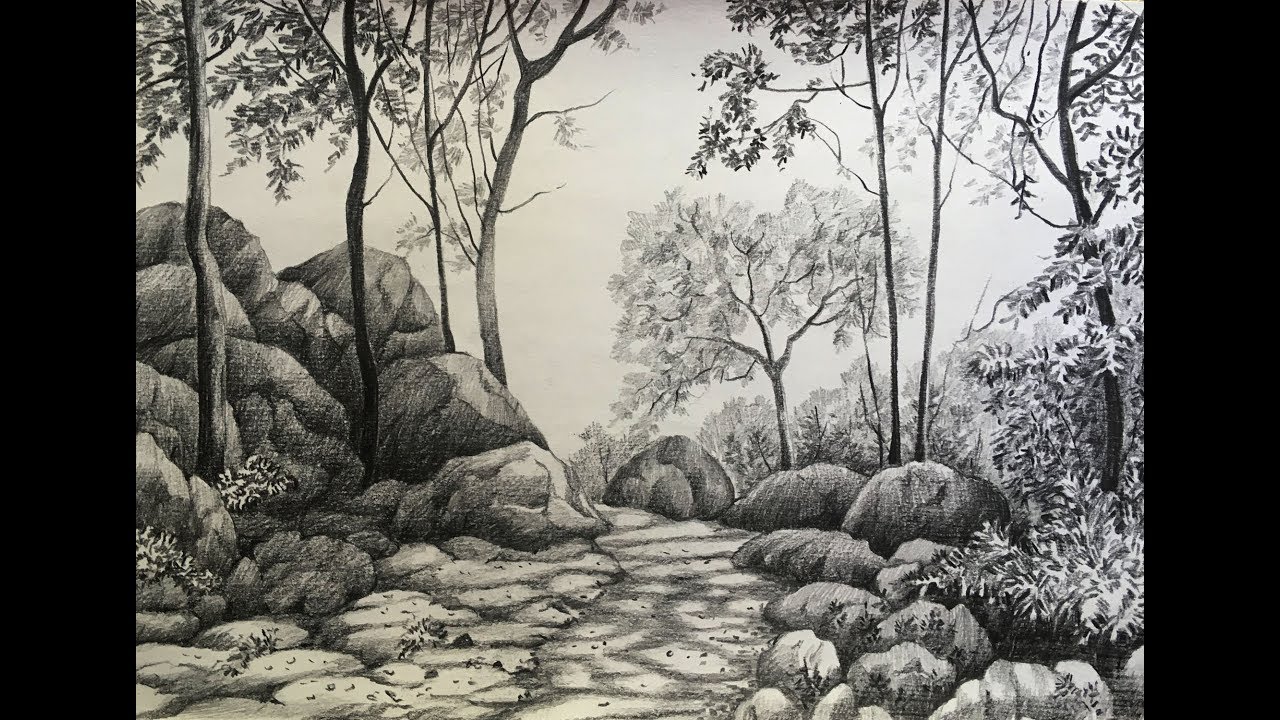 Pencil Drawing Of A Forest at Explore collection