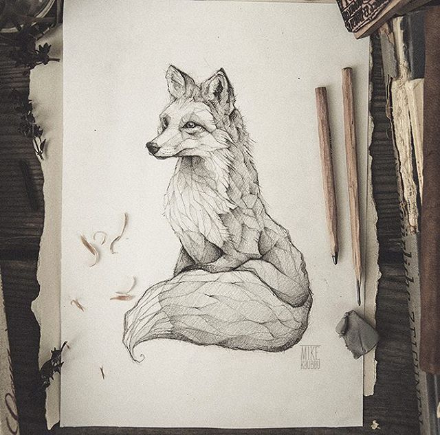 640x633 Pencil, Drawing, Illustration, Art, Retro, Vintage, Old, Fox, Red - Pencil Drawing Of A Fox