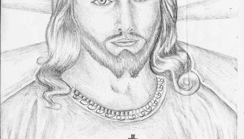 350x200 Pictures Picture Of Jesus Face Drawing - Pencil Drawing Of Jesus Face