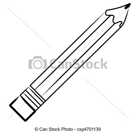 450x439 Outline Of Stationary Pencil On White Background - Pencil Drawing Outline