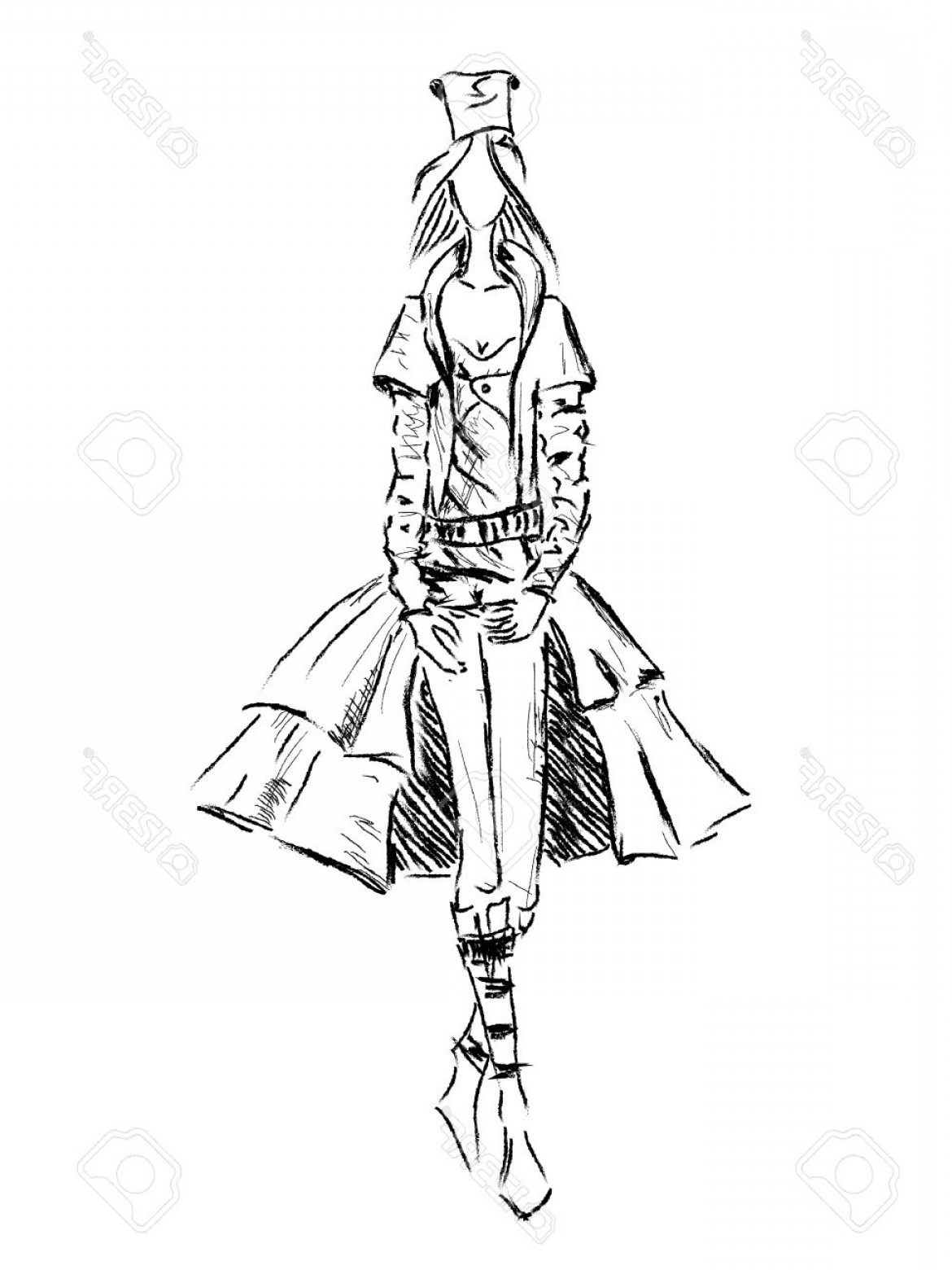 1170x1560 photostock vector vector fashion model vector sketch silhouette - Pencil Drawing Outline