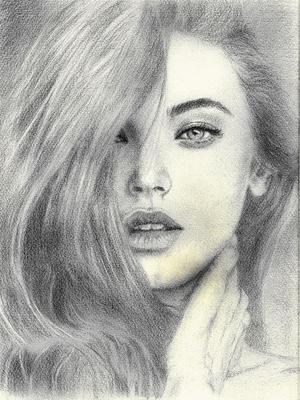 300x400 Pencil Drawing Girl - Pencil Drawing Pics