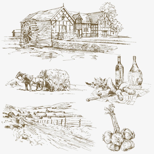650x650 Village Landscape, Landscape Clipart, Draw, Pencil Drawing Png - Pencil Drawing Pictures Free Download