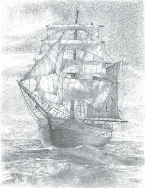 570x739 sailing ship pencil drawing - Pencil Drawing Ship