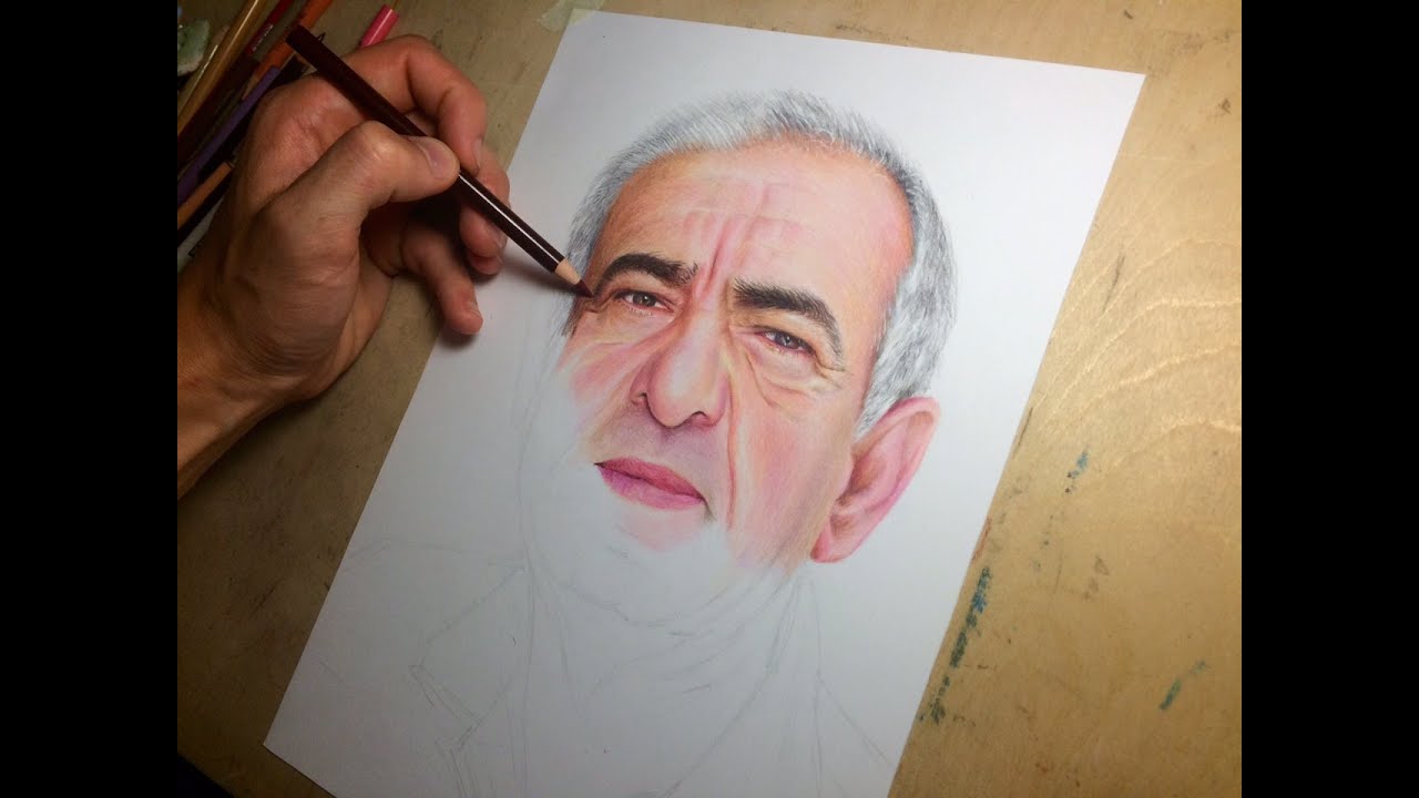 1280x720 Colored Pencil Drawing Of A Man - Pencil Drawing Video