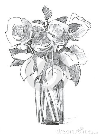 331x450 Pencils Sketches Of Flower Vase - Pencil Drawings Of Flowers