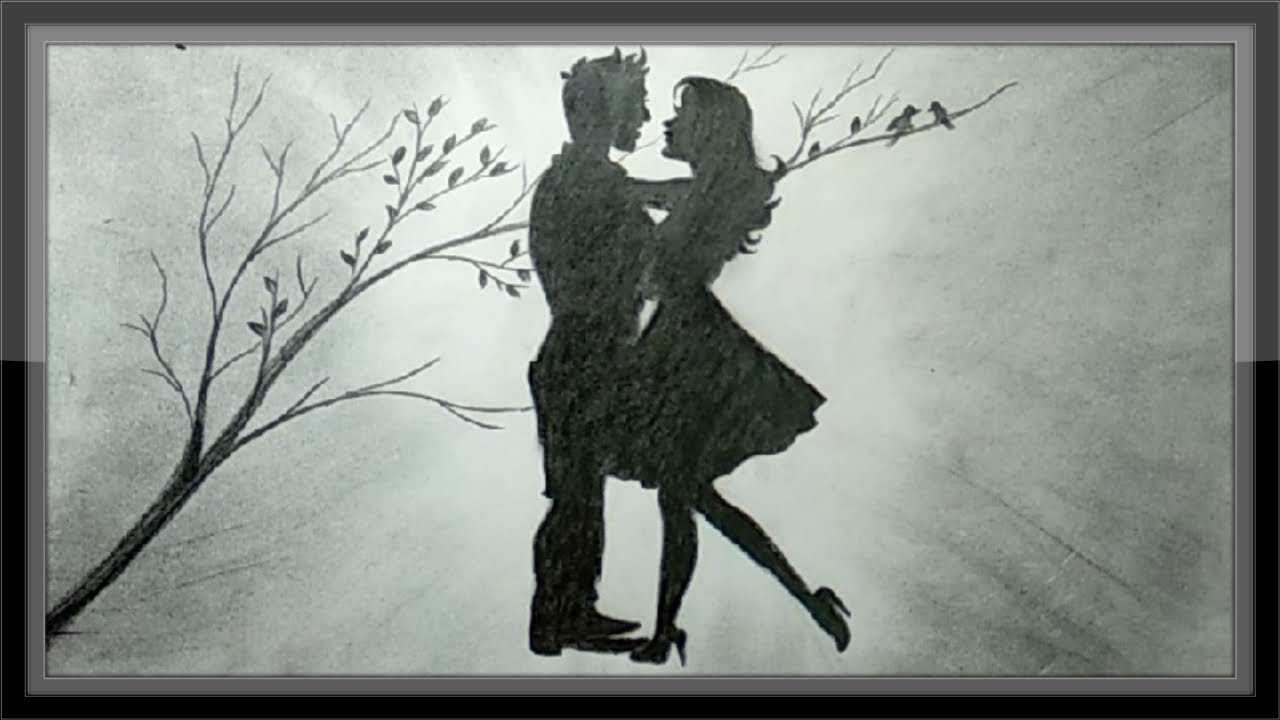 1280x720 Pencil Drawing Romantic Scenery The Love Draw Step - Pencil Drawings Of Love