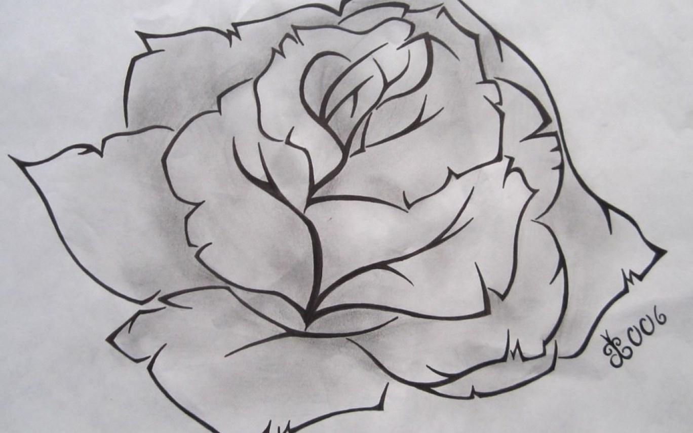 1368x855 Heart Sketch Rose Drawings In Pencil - Pencil Drawings Of ...