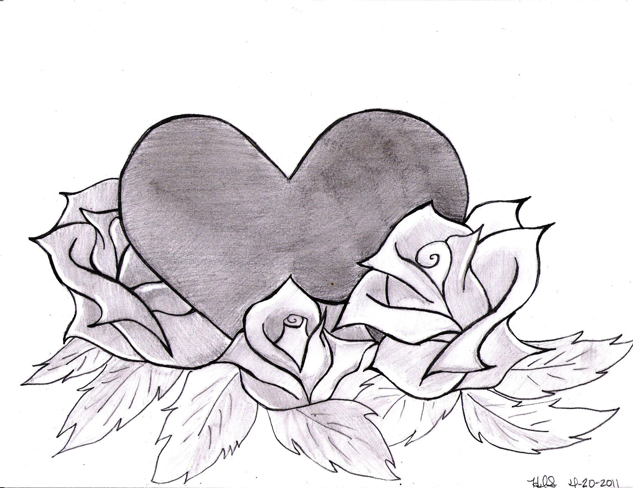2205x1700 pencil drawings of flowers and hearts photo album - Pencil Drawings Of Roses And Hearts