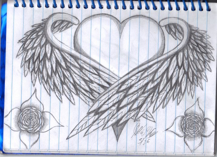 720x522 pencil drawings of hearts with wings and banners gallery images - Pencil Drawings Of Roses And Hearts