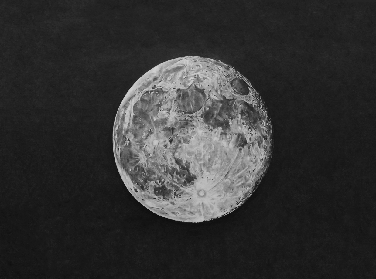 1238x919 Sourcewing Realistic Pencil Drawing Of A Full Moon - Pencil Drawings Of The Moon