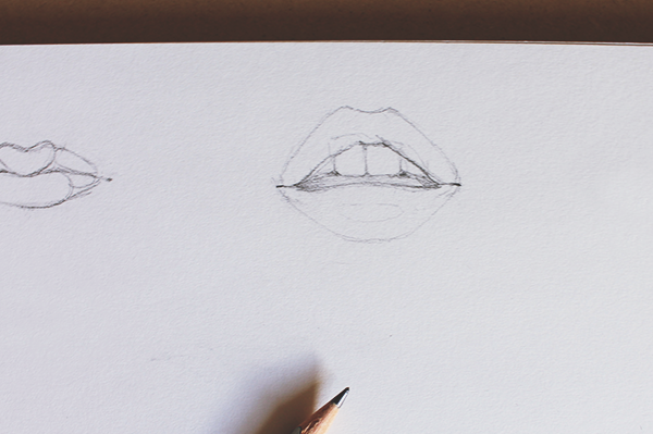 600x399 how to draw the mouth step step tutorials step - Pencil Drawings Step By Step
