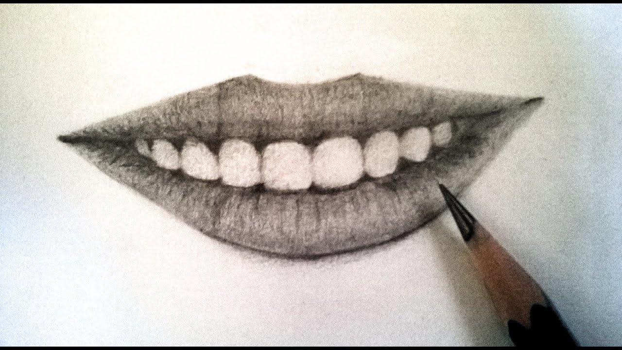 1280x720 how to draw realistic lips using pencil teeth and lips - Pencil Lip Drawing