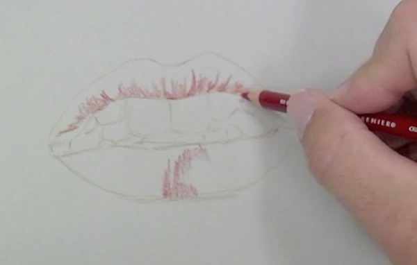 600x382 how to draw a realistic mouth with colored pencils - Pencil Lip Drawing