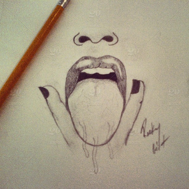 612x612 just a little something i doodled, lol - Pencil Lip Drawing
