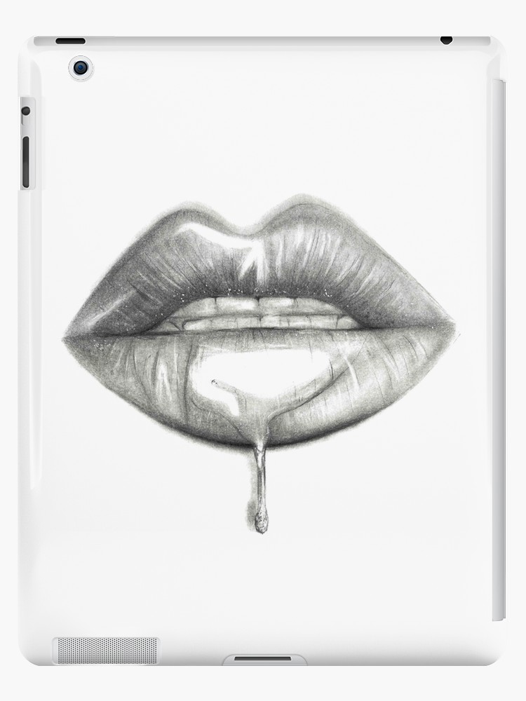 750x1000 pencil lips drawing ipad cases skins - Pencil Lip Drawing