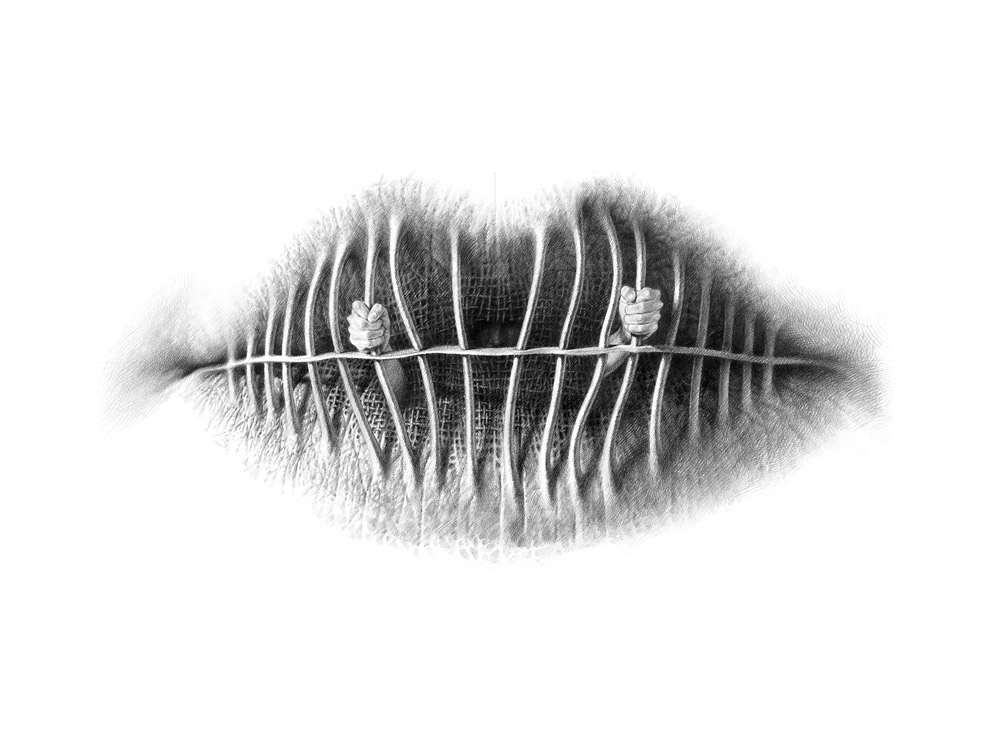 990x743 surreal pencil drawings of lips - Pencil Lip Drawing