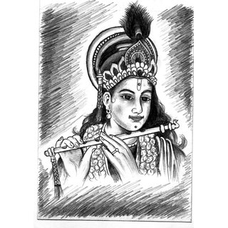 320x320 Buy Krishna Pencil Sketch Painting Online From Shopclues - Pencil Photo Drawing